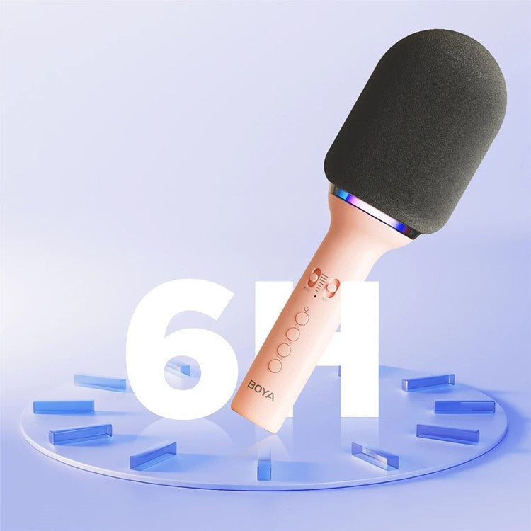 BOYA K11 Bluetooth Wireless Microphone with RGB Light Karaoke Mic for Phone / Tablet / PC - Pink