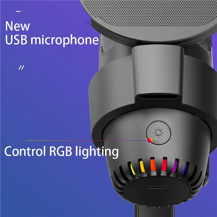 ME9 Plug and Play USB Microphone ENC Noise Reduction Desktop Mic with RGB Light - Pink