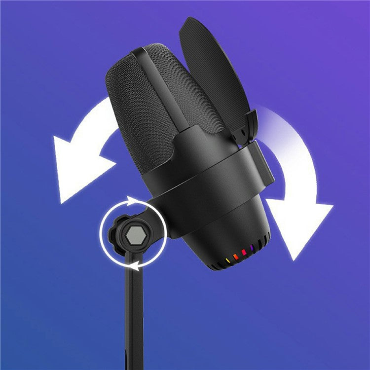 ME9 Plug and Play USB Microphone ENC Noise Reduction Desktop Mic with RGB Light - Pink