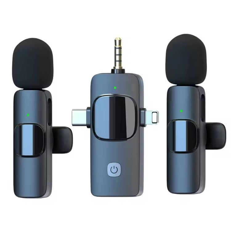 K15 3 in 1 Wireless Lavalier Microphone with Noise Reduction USB-C Microphone for Smartphone Computer Camera
