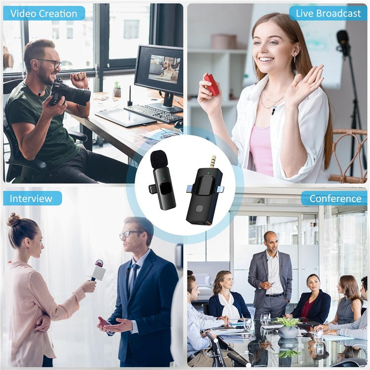 K15 3 in 1 Wireless Lavalier Microphone with Noise Reduction USB-C Microphone for Smartphone Computer Camera
