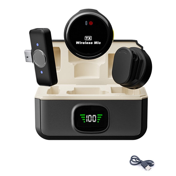 J18 2 in 1 Wireless Lavalier Microphone Type-C Lapel Mic Noise Reduction for Live Streaming Vlog