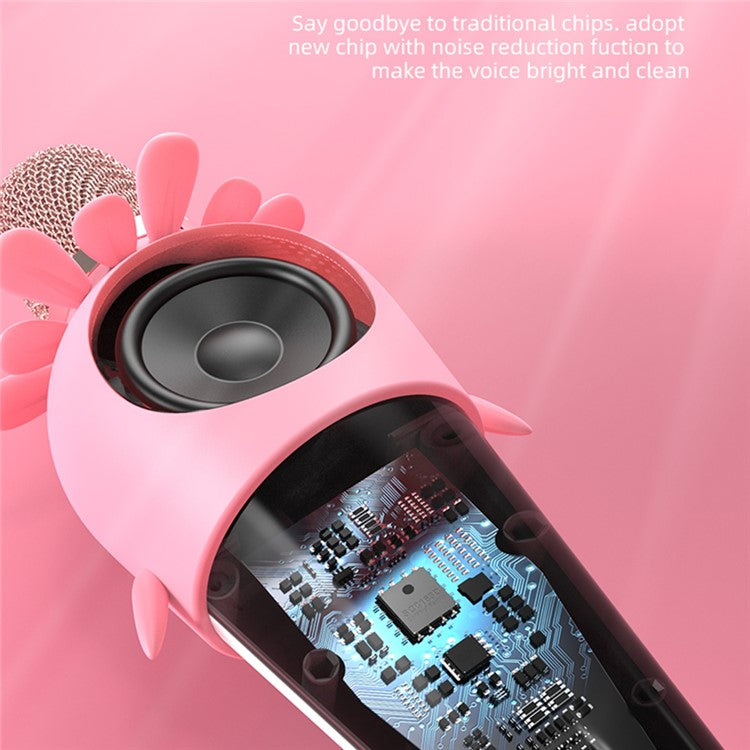 K5 Kids Bluetooth Microphone ABS+Silicone Carrot Shape Singing Mic, English Version - White+Pink