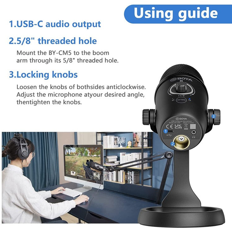 BOYA BY-CM5 USB Condenser Microphone Computer Laptop Cellphone Conference Voice Chat Mic