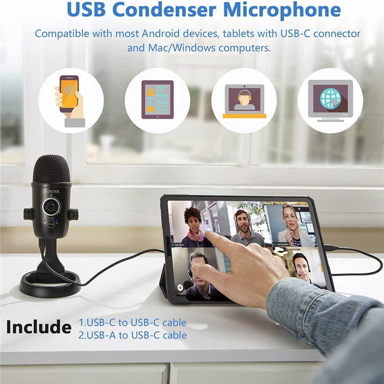 BOYA BY-CM5 USB Condenser Microphone Computer Laptop Cellphone Conference Voice Chat Mic