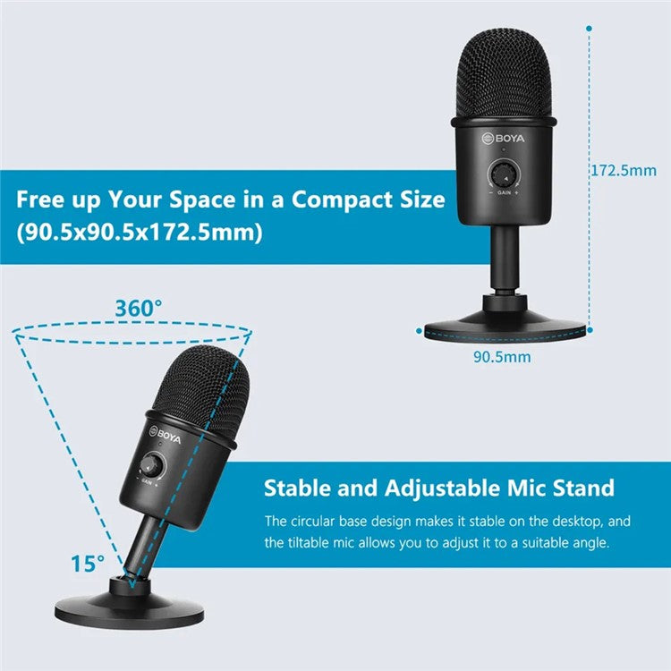 BOYA BY-CM3 Desktop USB Cardioid Microphone Computer Laptop Sound Recording Voice Chat Mic