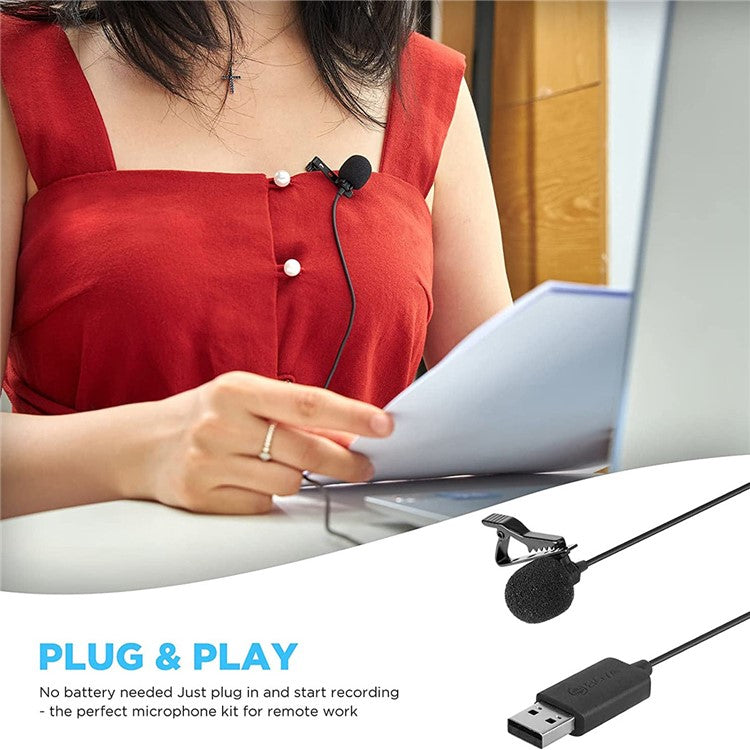 BOYA BY-LM40 USB Lavalier Microphone 4m Cable Plug and Play Mic for Vlogging Live Streaming