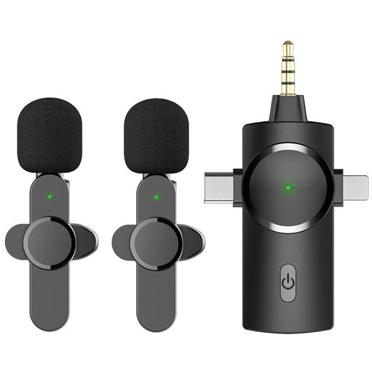 AP031 2 Wireless Lavalier Microphones with 1 Receiver for iPhone, Type-C Cell Phone, Camera