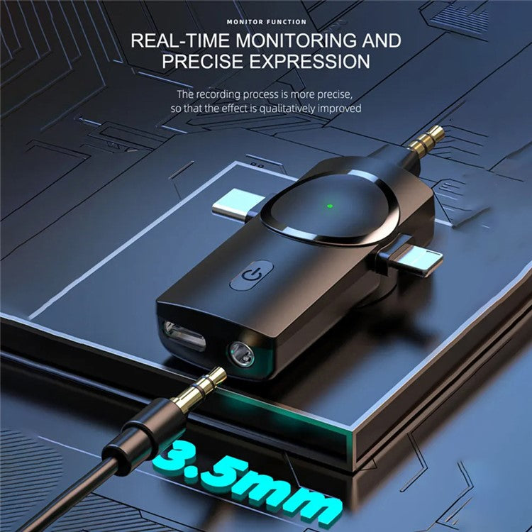 AP031 Noise Reduction 3-In-1 Wireless Microphone with Receiver for iPhone, Type-C, Camera