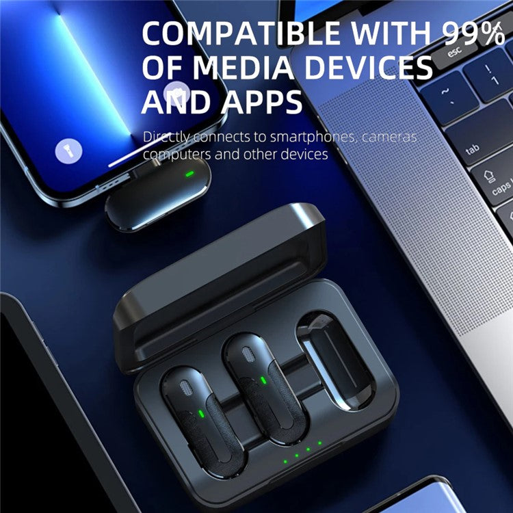 M8 For iPhone Wireless Noise Canceling Microphone Lavalier Mic (2 Microphones+1 Receiver)