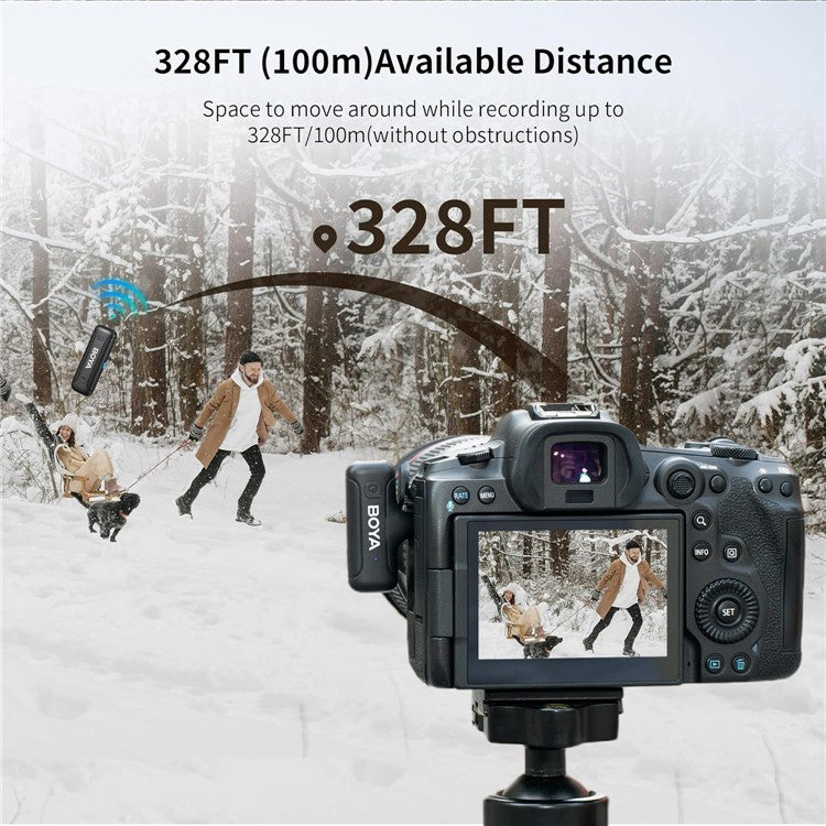 BOYA BY-WM3T-M2 Noise Reduction 2.4G Wireless Dual Channel Microphone  Transmitter + Receiver