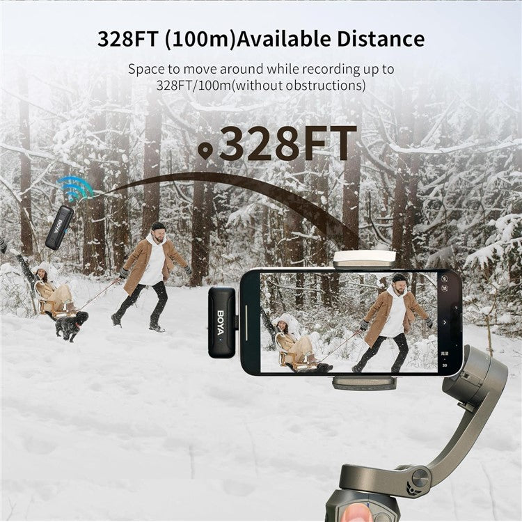 BOYA BY-WM3T-D2 2 Transmitter + 1 8-Pin Receiver, 2.4GHz Wireless Noise Reduction Lapel Clip Mics