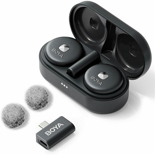 BOYA Omic-U 2 Transmitter + 1 USB-C Receiver, Button Shape Wireless Lavalier Microphone - Black