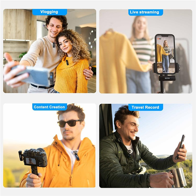 BOYA BOYALINK A2 For iPhone / Android / Camera Vlogging Wireless Lavalier Microphone (2 TX+1 RX) 100m Range