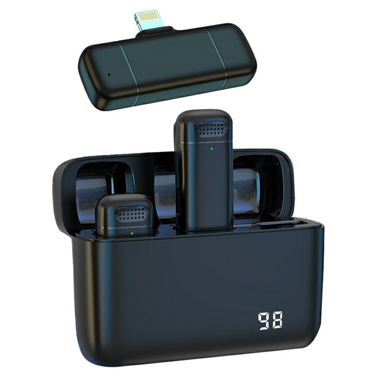 K13 2 Wireless Lavalier Microphone + 8Pin Receiver with Digital Display Charging Case