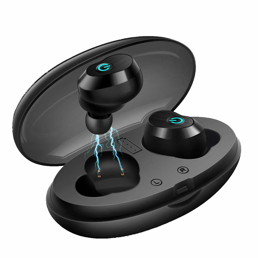 LEMONDA WA02 TWS Bluetooth 5.0 IPX5 Waterproof In-ear Gaming Sports Headset with Charing Bin 800mAh - Black