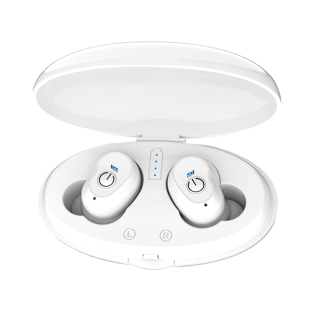LEMONDA WA02 TWS Bluetooth 5.0 IPX5 Waterproof In-ear Gaming Sports Headset with Charing Bin 800mAh - White