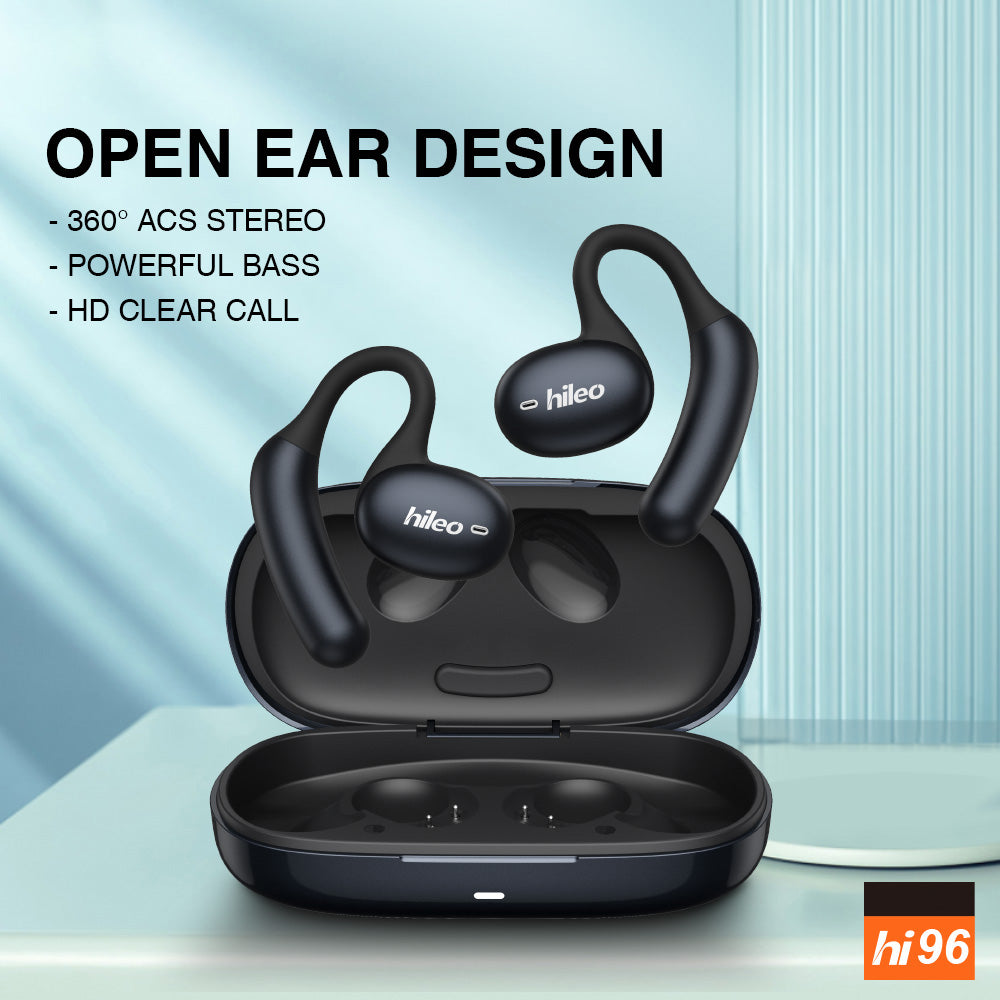 HILEO hi96 ENC Noise Reduction Wireless Earbuds Open Ear Air Conduction Bluetooth Earphones - Black