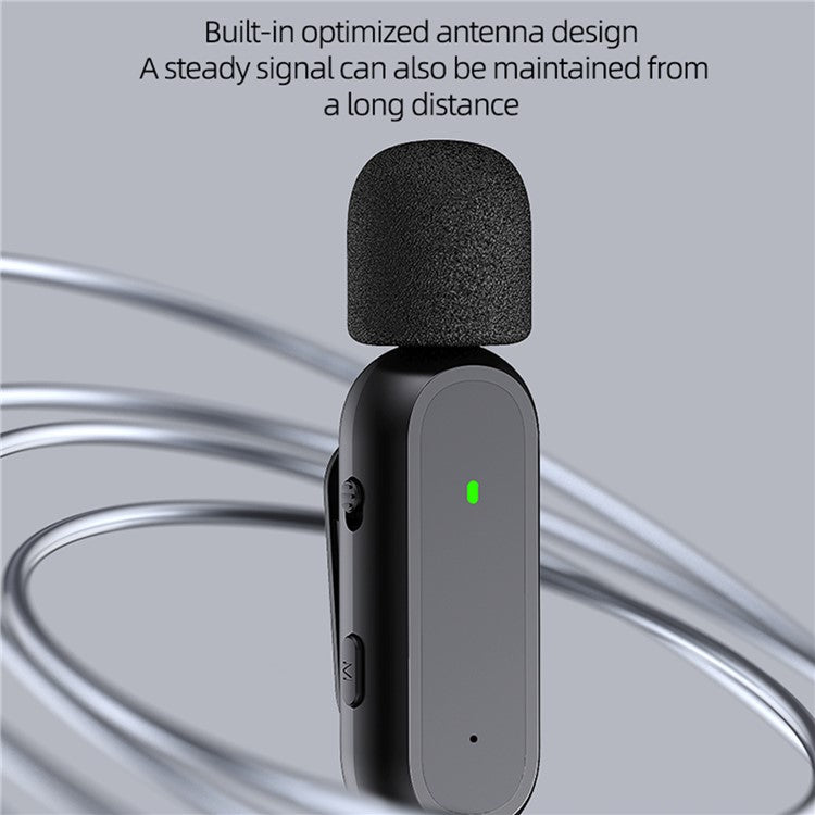 K61 Wireless Lavalier Microphone 2.4G Compact Lapel Microphone System Clip-on Lavalier Mic for Type-C Phone Podcast Vlog YouTube