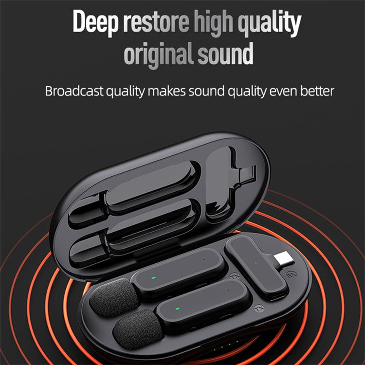 K61 Wireless Lavalier Microphone for iPhone iPad, Clip On Lapel Mic Plug-Play Noise Reduction Microphone System with 800mAh Charging Case