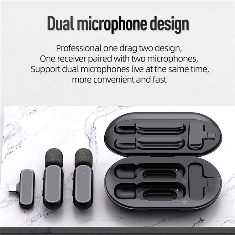 K61 Wireless Lavalier Microphone for iPhone iPad, Clip On Lapel Mic Plug-Play Noise Reduction Microphone System with 800mAh Charging Case