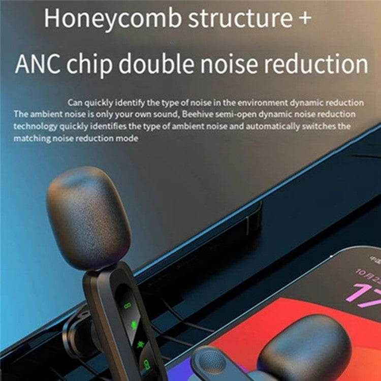 J3 Digital Display Noise Reduction 2.4G Wireless Lavalier Microphone System, 2 Mic + 1 Receiver - Type-C Interface