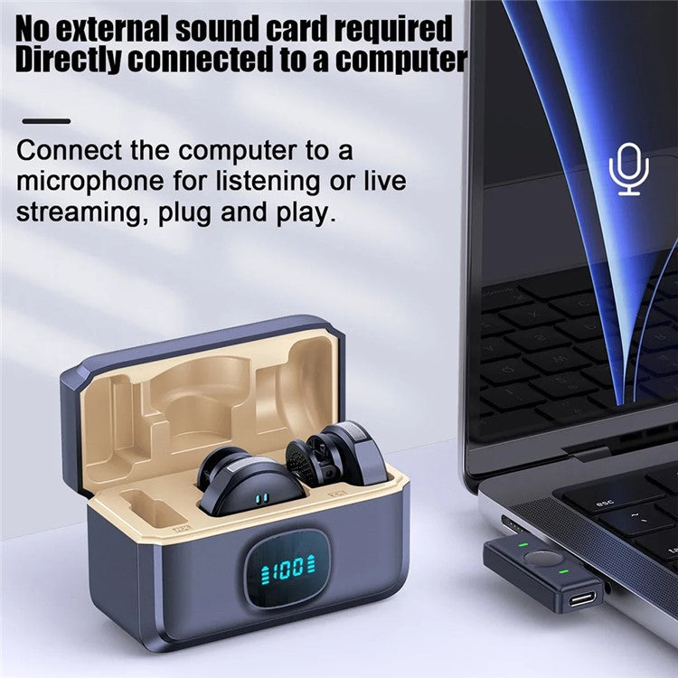 Q8 Outdoor Live Broadcasting Dual Noise Reduction Wireless 2.4G Lavalier Microphone, 2 Mic + 1 Receiver - Type-C Interface