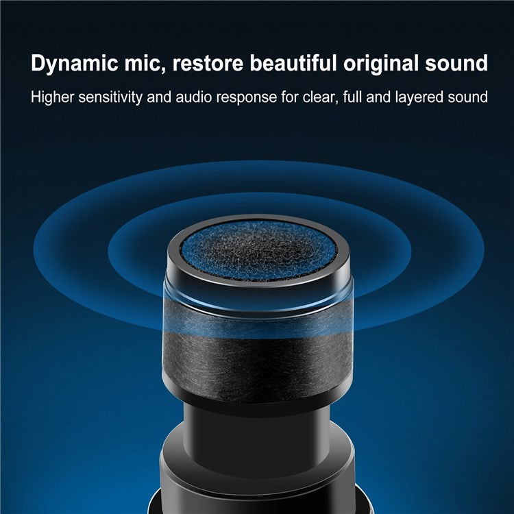 PULUZ PU628B UHF Wireless Dynamic Microphone with LED Display Battery Powered Mic - Black