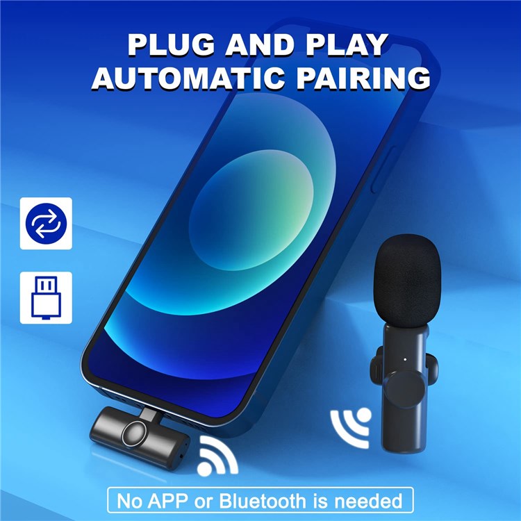 K11 Portable Mini Wireless Lavalier Microphone Noise Cancelling Audio Video Recording Mic (Lightning Interface)