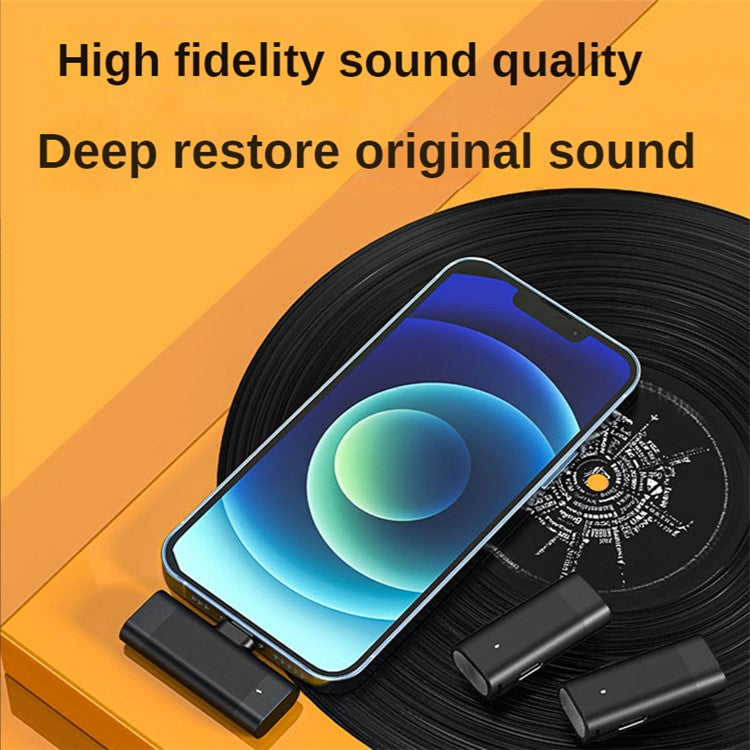 J66 Portable Wireless Microphone Set Lightweight Mini 2 Lavalier Mic + Receiver with Charging Case - Type-C Connector