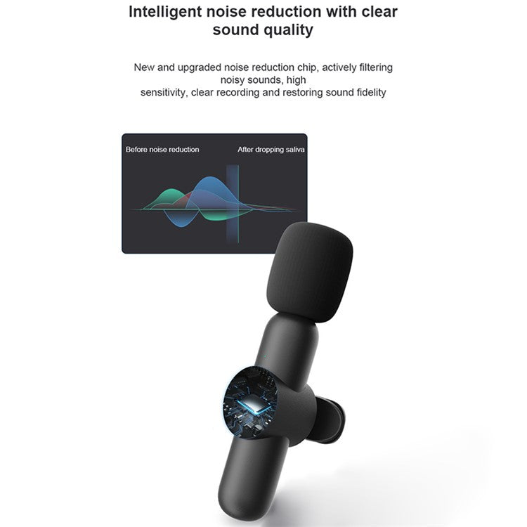 K3 Collar Clip Microphone Live Broadcast Noise Reduction Type-C Mini Wireless Mic, 1 Transmitter+1 Receiver