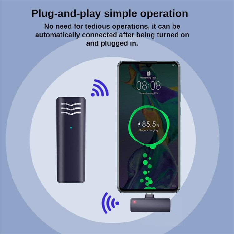 J60 Wireless Lavalier Microphone Set 2 Transmitter + Receiver Portable Mini Lightning Lavalier Mic for Live Streaming, Interview