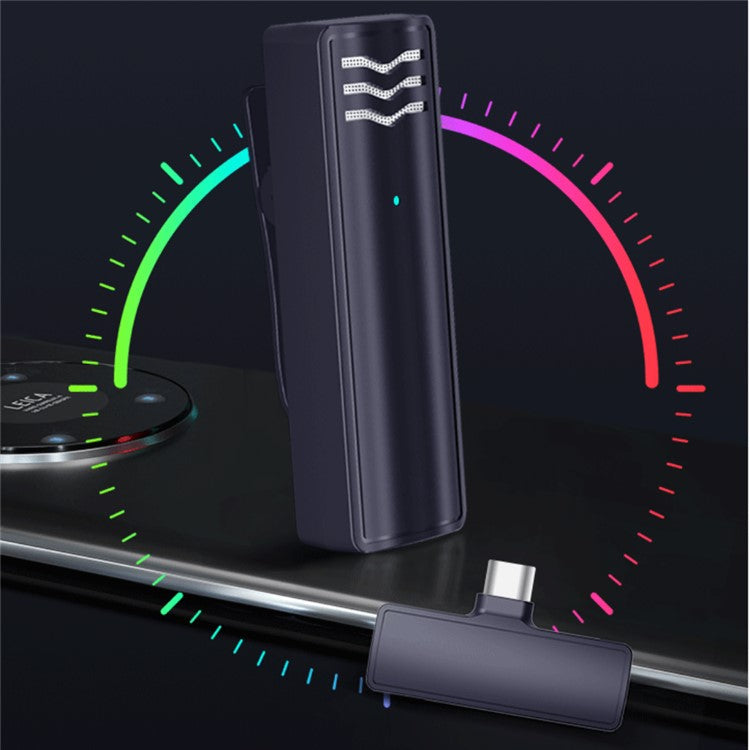 J60 Mini Wireless Lavalier Mic Transmitter + Receiver Portable Lavalier Microphone with Type-C Connector