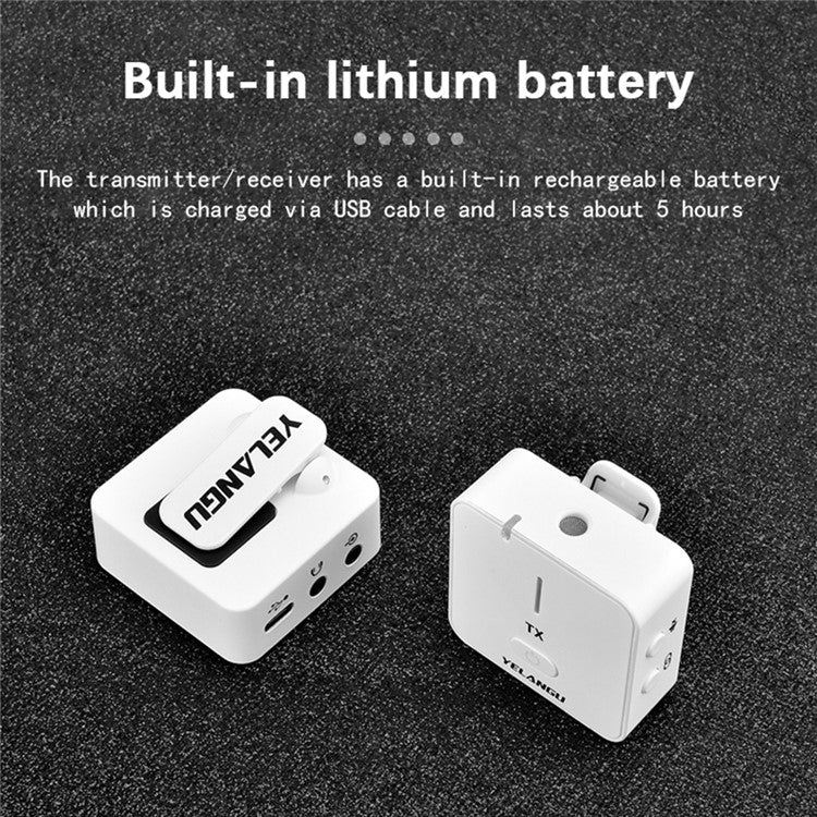 YELANGU MX5 Wireless Lavalier Microphone Set Transmitter + Receiver Portable 2.4G Mic with Clip - Black