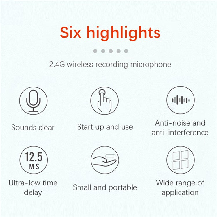 YELANGU MX5 Wireless Lavalier Microphone Set Transmitter + Receiver Portable 2.4G Mic with Clip - Black