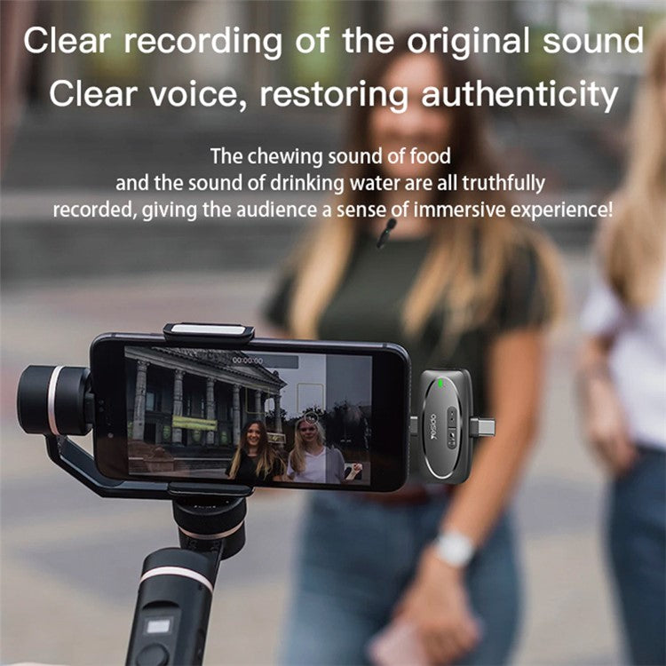 YESIDO KR12 For iPhone 8-Pin iPad Wireless Lavalier Microphone Mini Recording Mic (1 Transmitter + 1 Receiver)