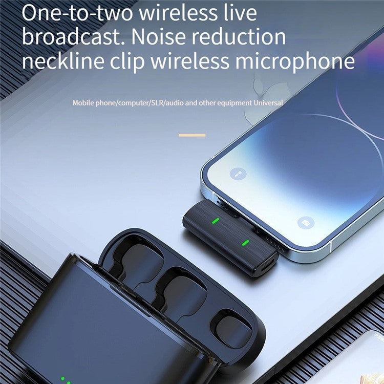 K10 Wireless Lavalier Mic DSP Noise Canceling Microphone  (2 Microphones+1 Receiver) - For iPhone / Black+Yellow