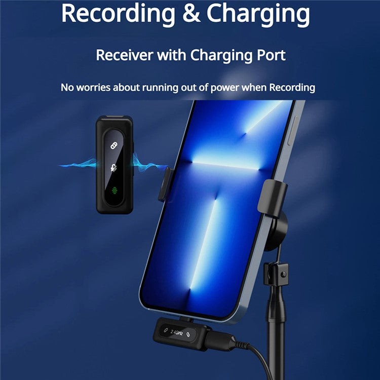 J50 Vlogging Wireless Noise Canceling Microphone Lavalier Mic (2 Microphones+1 Receiver) - Type-C