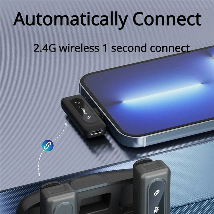 J50 Vlogging Wireless Noise Canceling Microphone Lavalier Mic (2 Microphones+1 Receiver) - For iPhone