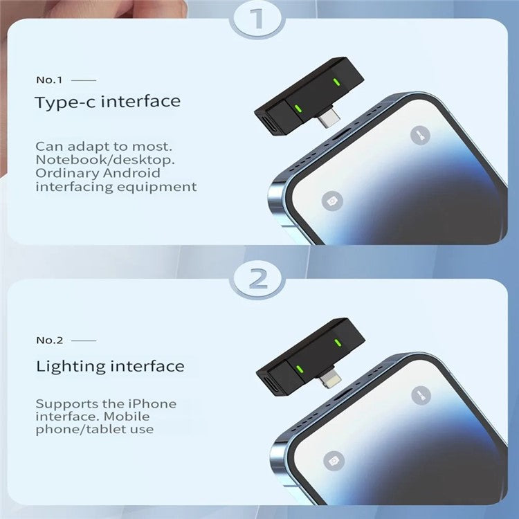 J68 Wireless Noise Canceling Microphone Lavalier Mic (2 Microphones+1 Receiver) - Type-C