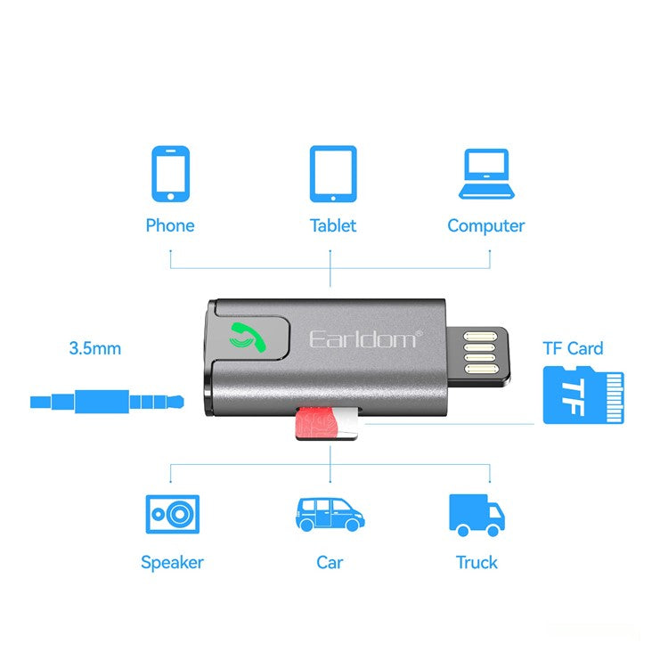 EARLDOM ET-BR12 Bluetooth 5.3 Audio Receiver AUX TF Music Playback USB Adapter