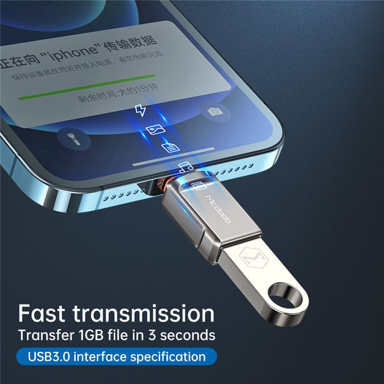 MCDODO OT-8600 USB-A 3.0 to Lightning Mini OTG Adapter - Gun Color