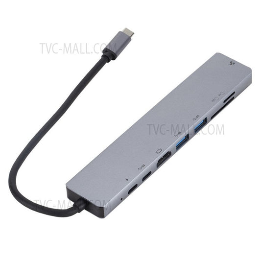 USB C Hub to Resolution HD Video(60HZ)+USB 2.0 Port*2+PD Fast Charging Port+USB C Port+RJ45+Card Readers Adapter Compatible for USB C Laptops and Other Type C Devices