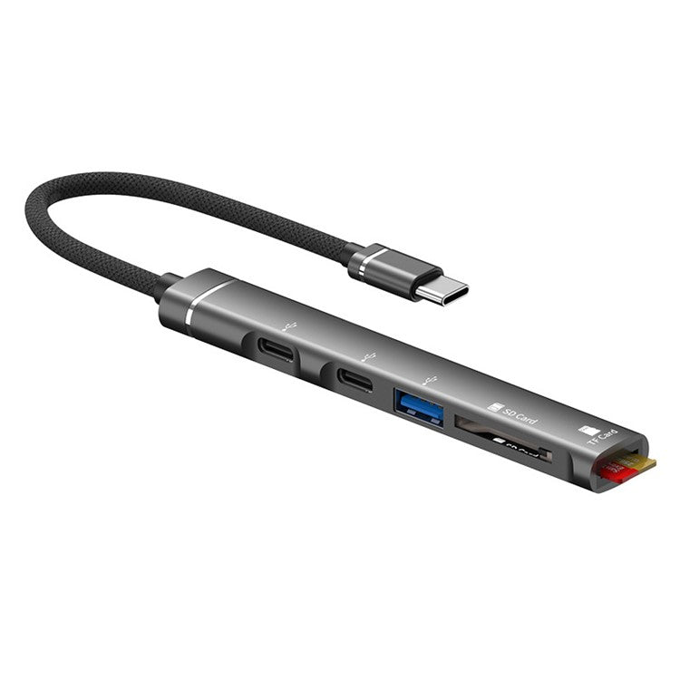 SVT01 Type-C Docking Station Multiple Ports USB Hub Adapter for Cell Phones - Dark Grey