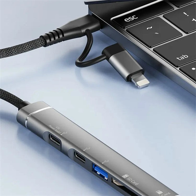SVT01 Type-C Docking Station Multiple Ports USB Hub Adapter for Cell Phones - Dark Grey
