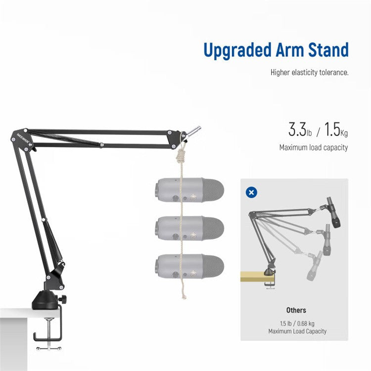 NEEWER NW-35 Desktop Clip-on Microphone Stand Adjustable Condenser Mic Holder Steel Folding Bracket