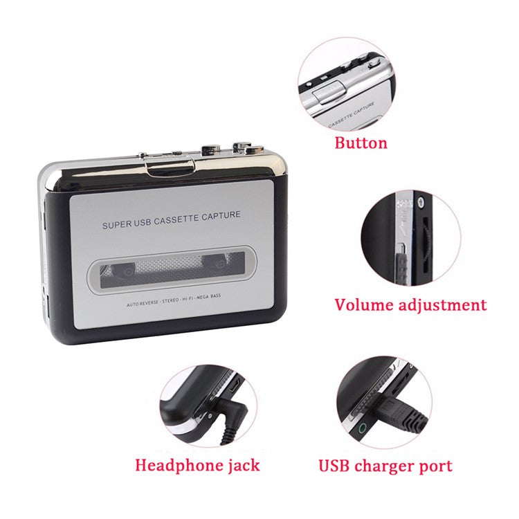 Portable Tape to PC Super Cassette To MP3 Audio Music CD Digital Player Converter Capture
