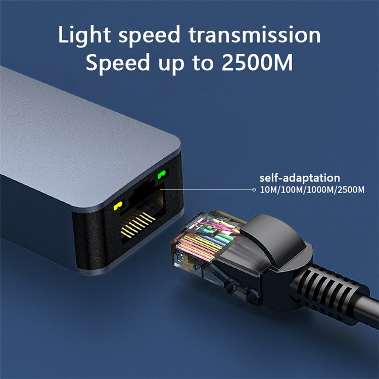 2500Mbps Ethernet LAN Adapter Type-C to RJ45 2.5G Aluminum Alloy Network Card