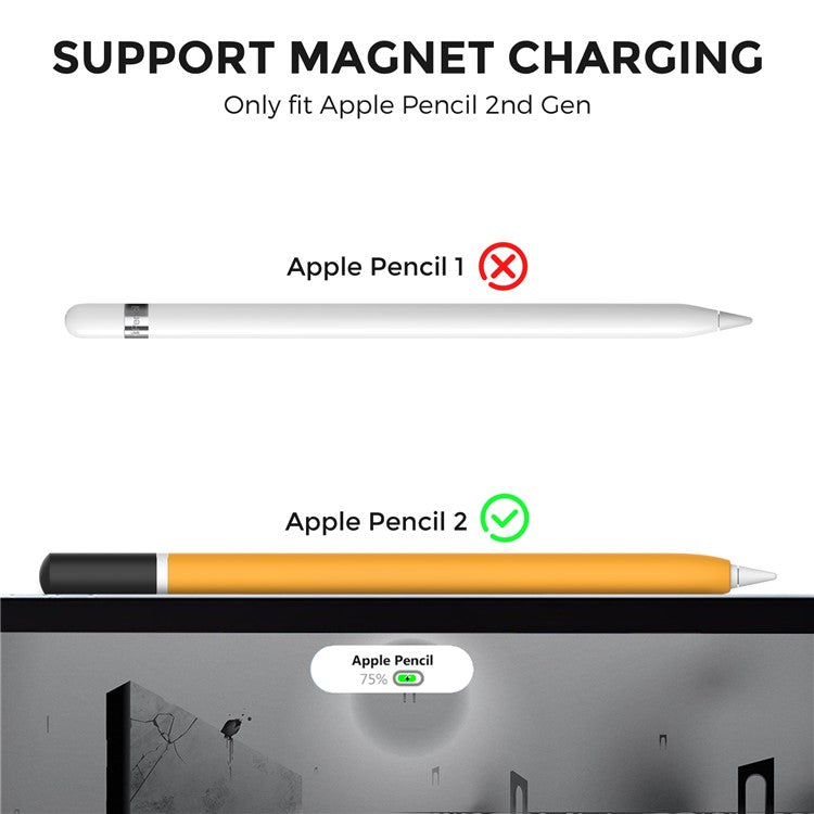AHASTYLE PT-JY16 For Apple Pencil Pro / Pencil (2nd Generation) Silicone Sleeve Stylus Pen Non-Slip Cover - Yellow