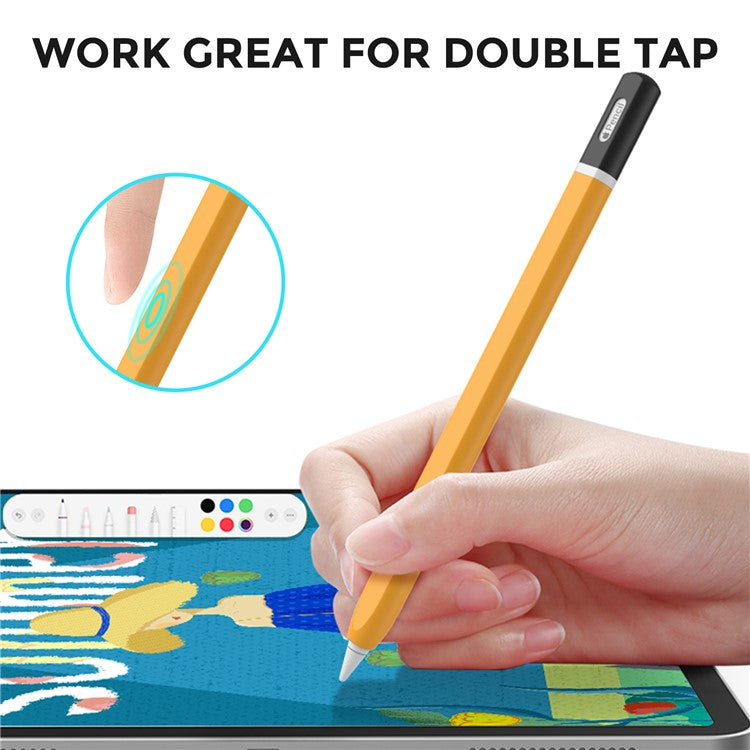 AHASTYLE PT-JY16 For Apple Pencil Pro / Pencil (2nd Generation) Silicone Sleeve Stylus Pen Non-Slip Cover - Yellow